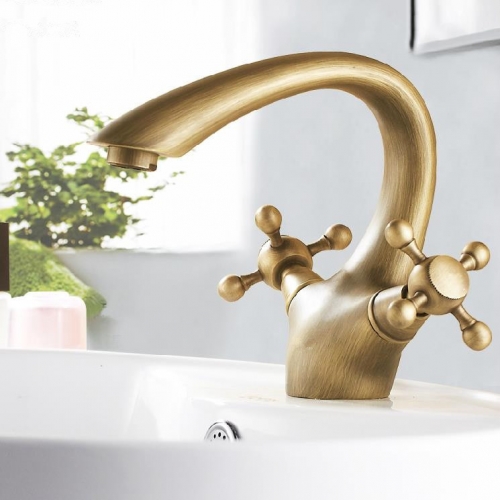 antique brass finishing basin faucets bathroom basin sink mixer tap faucet and cold zly-6652