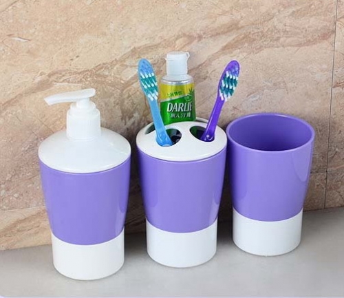 bathroom set (tooth mug, toothbrush holder, liquid soap dispenser)