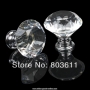 10pcs clear 30mm crystal glass pull handle cupboard cabinet furniture drawer door knob with screws