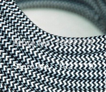 50meter round cloth wire white and black color fabric coated 2*0.75 copper plastic cable