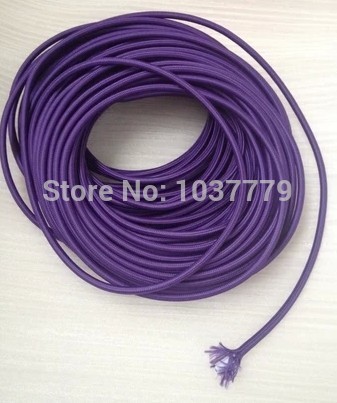 50meter round fabric wire 2*0.75 core cable purple color fabric cable