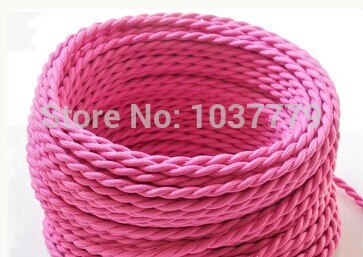 competitive price of 50meters long lovely pink fabric coated wire twisted 2x0.75 silicon wire