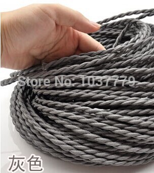 grey color twisted textile wire fabric braided cable 50meters